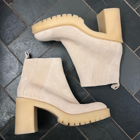 Dolce Vita Caster Ankle Boot waterproof suede leather tan platform chunky - Picture 9 of 11